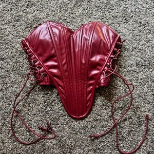 Faux Leather Lace-Up Corset Top